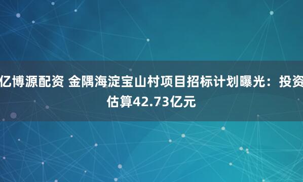 亿博源配资 金隅海淀宝山村项目招标计划曝光：投资估算42.73亿元